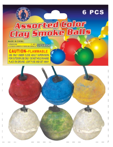 Assorted Color Clay Smoke Balls (6 pack) - GPS8006